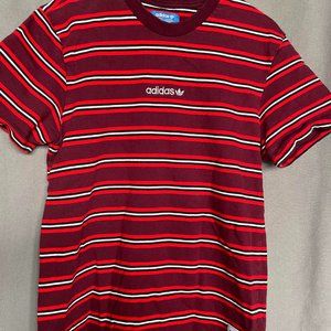 adidas striped embroidered logo shirt